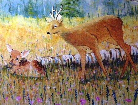 BEAUTIFUL ASPEN AND DEER MURAL